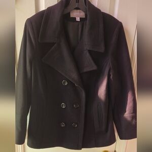 Croft & Barrow Black Double Breasted Peacoat - Size XL